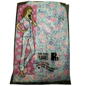 Vintage PM Lounge Wear Short Sleeves Pajamas Size 44